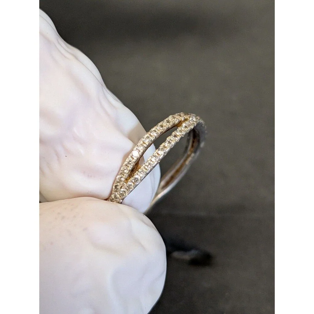 Solid Sterling IBB CZ Crossover Ring Sz. 9